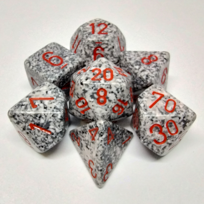 Ensemble de 7 dés polyédriques picotés ''Granite''