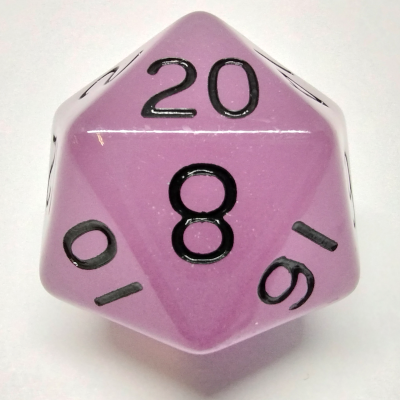 D20 Jumbo Glow-In-The-Dark - Violet avec chiffres noirs
