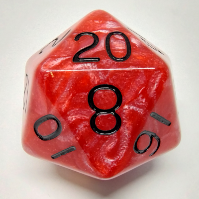 D20 Jumbo Combo Attack - Rouge et blanc avec chiffres noirs