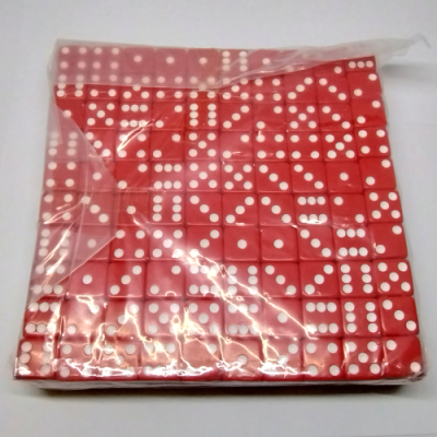 Brique de 200 d6 16mm opaques - Rouge avec points blancs