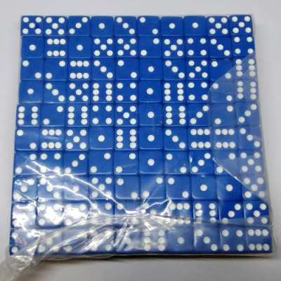 Brique de 200 d6 16mm opaques - Bleu avec points blancs