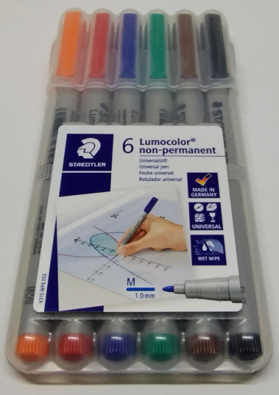 Ensemble de 6 crayons marqueurs non-permanents