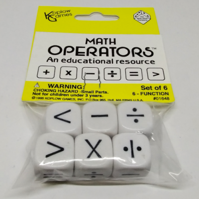 Kit de 6 dés 6 opérateurs mathématiques