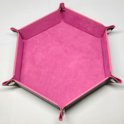 Piste de dés portative hexagonale - rose