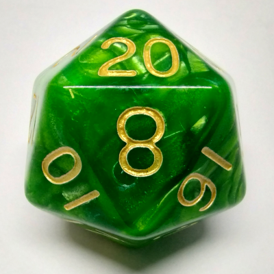 D20 Jumbo Combo Attack - Vert et Vert Pâle avec chiffres dorés