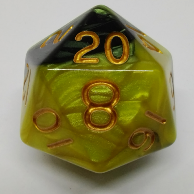 D20 Jumbo Combo Attack - Noir et Jaune avec chiffres dorés