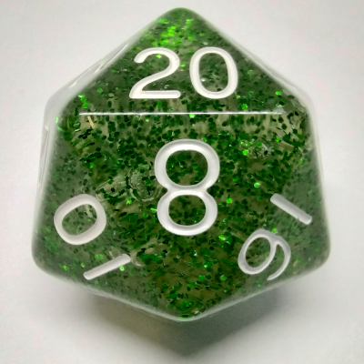 D20 Jumbo Ethereal - Vert avec chiffres blancs